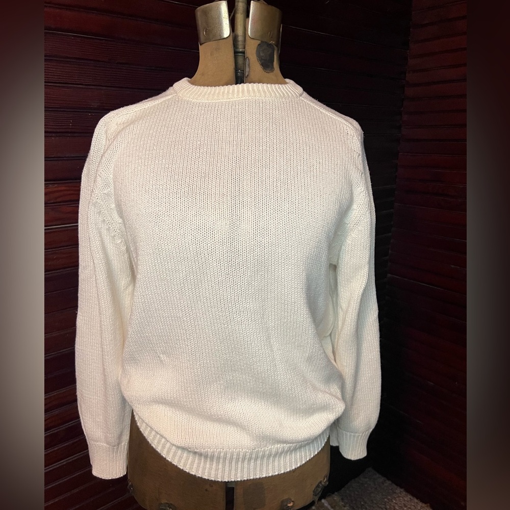 Vintage Egyptian cotton Circle White Knit Sweater